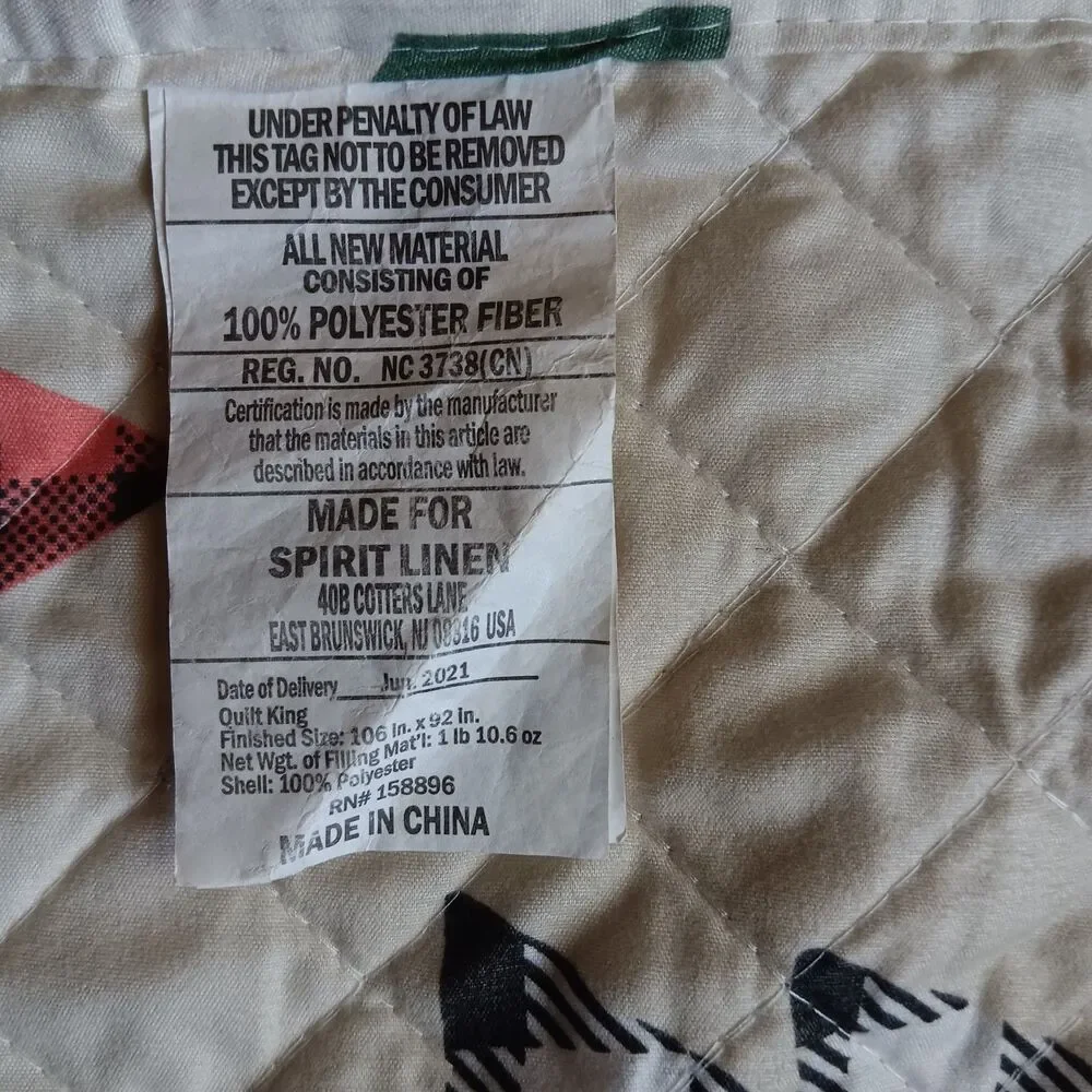 Spirit Linen Christmas Tree King Quilt and Pillow Shams Buffalo Checks 92x106